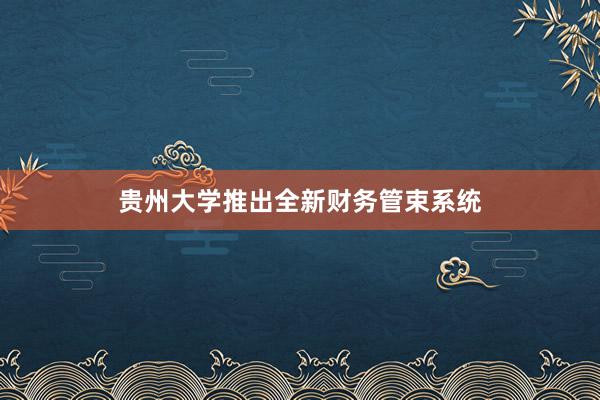 贵州大学推出全新财务管束系统